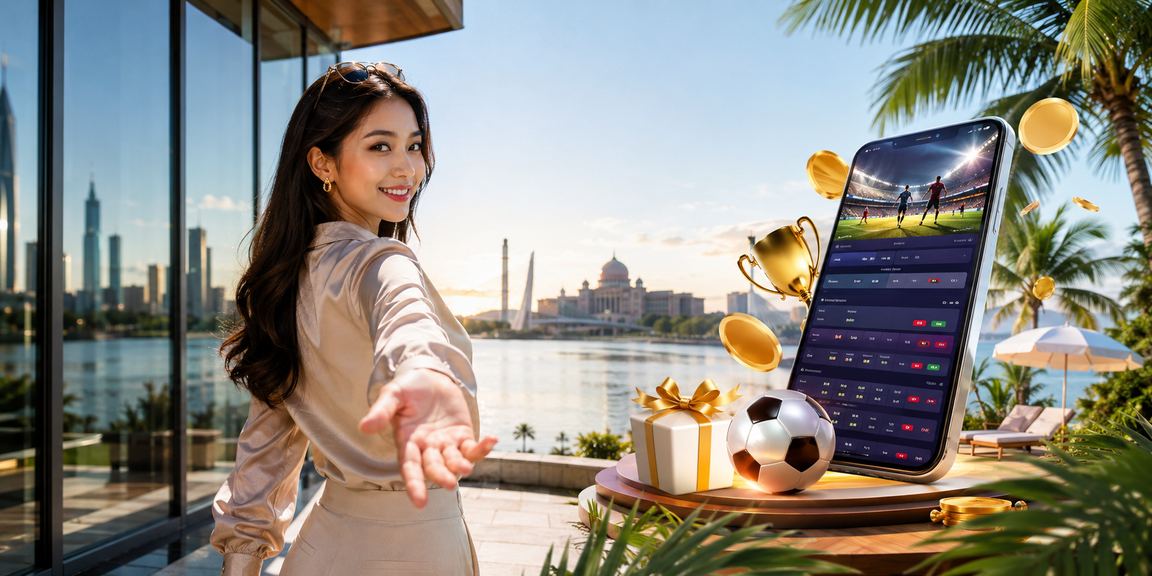 Pemain di Putrajaya menyemak odds perlawanan sukan pada telefon dalam suasana pertaruhan santai